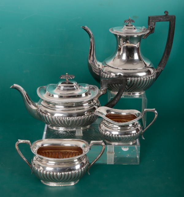 A VICTORIAN SILVER FOUR PIECE TEA AND COFFEE SERVICE BY BRAMWELL & CO