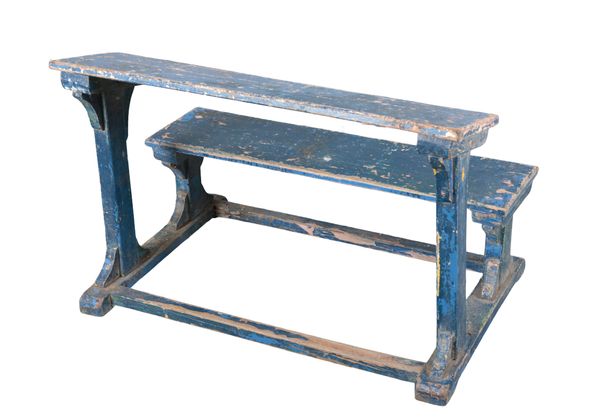 A BLUE-PAINTED CHILD'S WRITING DESK