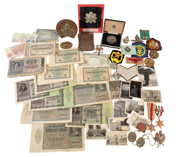 A MIXED COLLECTION OF BADGES, INSIGNIA, MEDALS AND GERMAN PHOTOGRAPHS