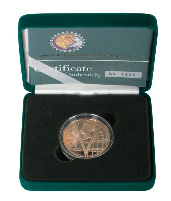 A 2001 ROYAL MINT GOLD PROOF VICTORIAN ANNIVERSARY £5 CROWN
