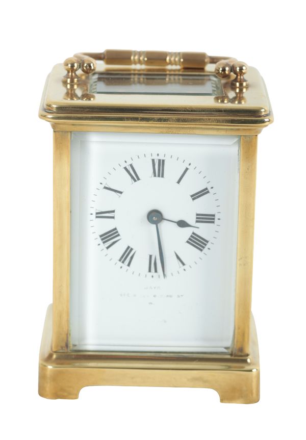 A FRENCH BRASS CASED CARRIAGE CLOCK