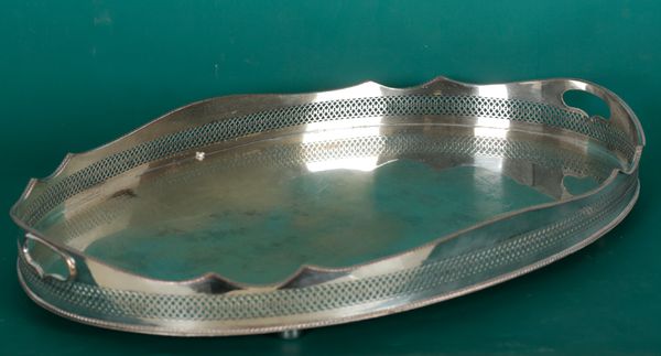 A SILVER PLATED SERVING TRAY