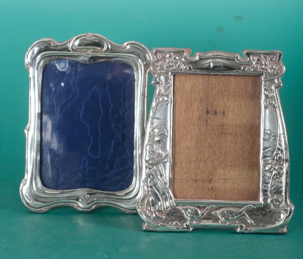 TWO SILVER ART NOUVEAU PICTURE FRAMES