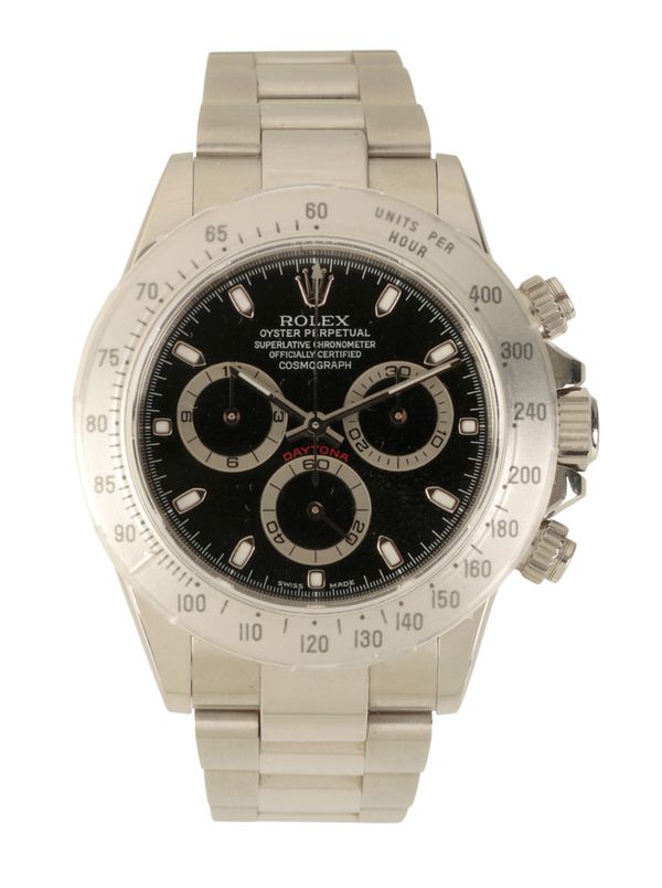 ROLEX DAYTONA: A GENTLEMAN'S STAINLESS STEEL BRACELET WATCH