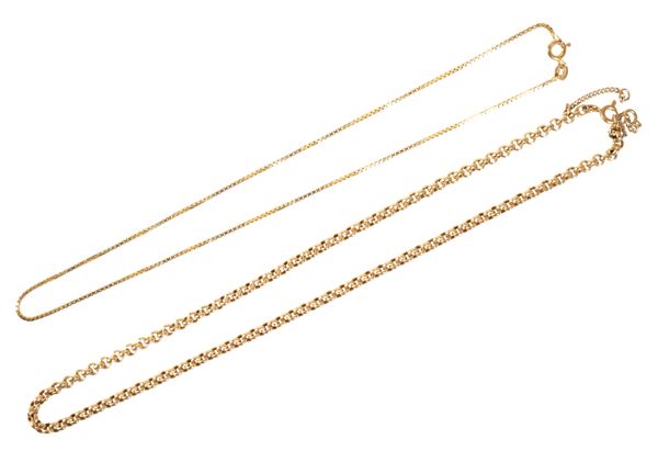 A 9CT GOLD BELCHER CHAIN NECKLACE