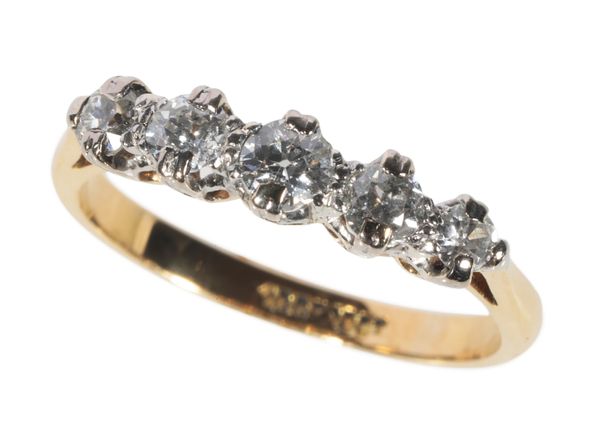 A FIVE STONE DIAMOND RING