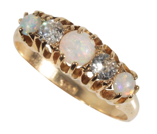 AN OPAL AND DIAMOND DRESS RING