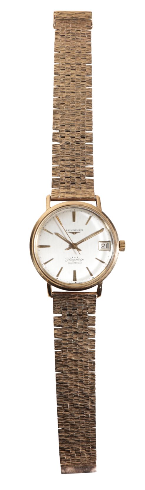 LONGINES FLAGSHIP: A GENTLEMAN'S 9CT GOLD BRACELET WATCH