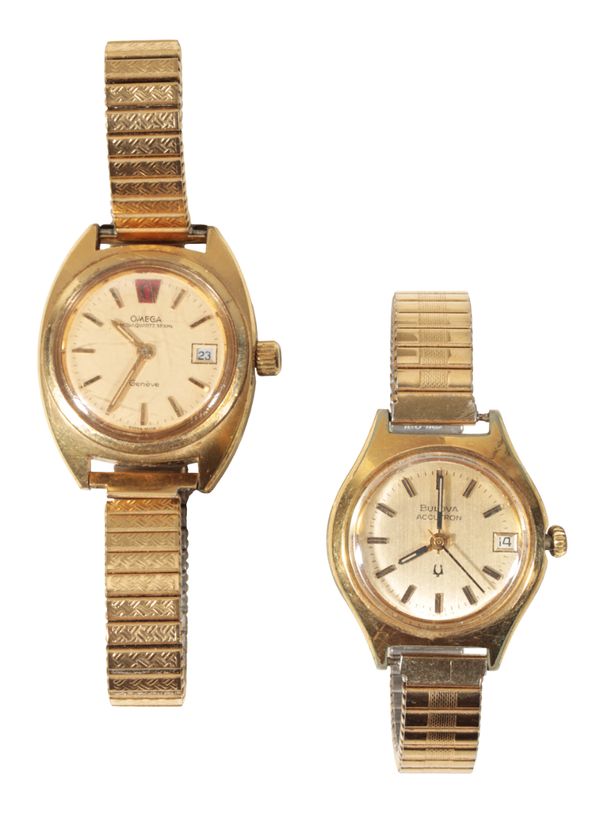 OMEGA MEGAQUARTZ: A LADY'S GOLD-PLATED WRISTWATCH