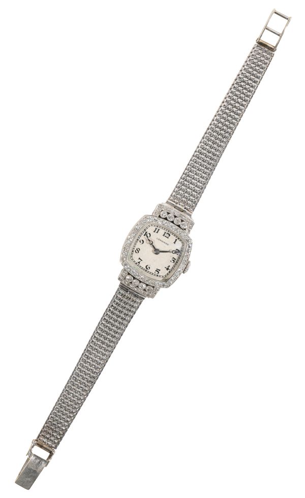 LONGINES: A LADY'S  9CT GOLD & DIAMOND COCKTAIL WATCH