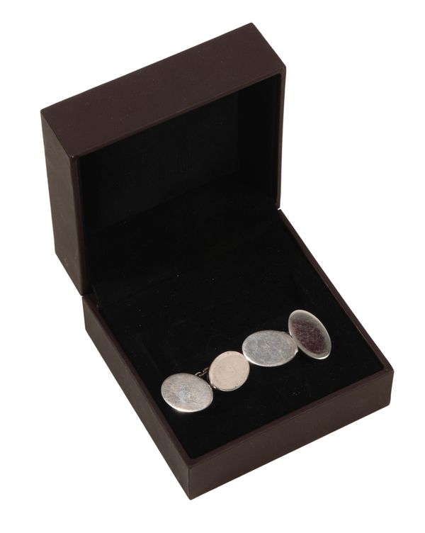 DUNHILL: A PAIR OF GENTLEMAN'S SILVER CUFFLINKS