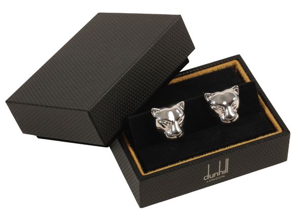 DUNHILL: A PAIR OF GENTLEMAN'S SILVER CUFFLINKS