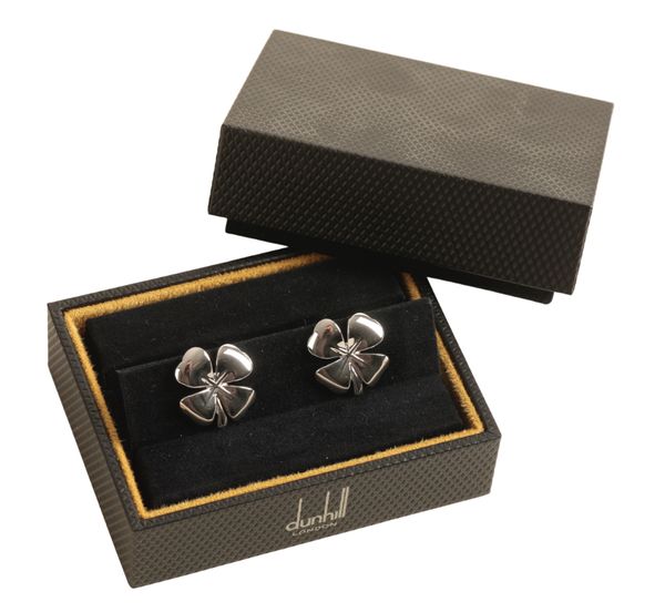 DUNHILL: A PAIR OF GENTLEMAN'S SILVER CUFFLINKS