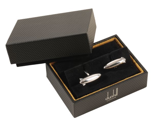 DUNHILL: A PAIR OF GENTLEMAN'S SILVER CUFFLINKS