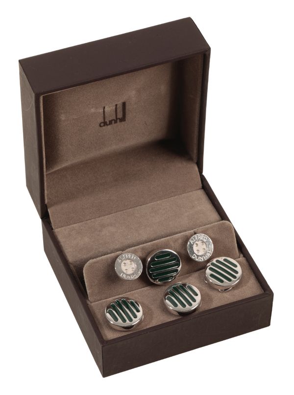 DUNHILL: A PAIR OF GENTLEMAN'S SILVER CUFFLINKS