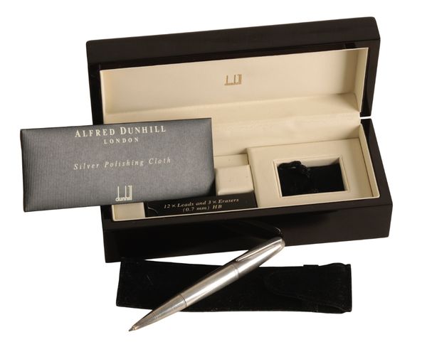 ALFRED DUNHILL: A SILVER TORPEDO BALLPOINT PEN