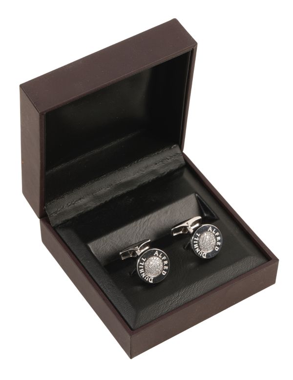 DUNHILL: A PAIR OF GENTLEMAN'S SILVER CUFFLINKS