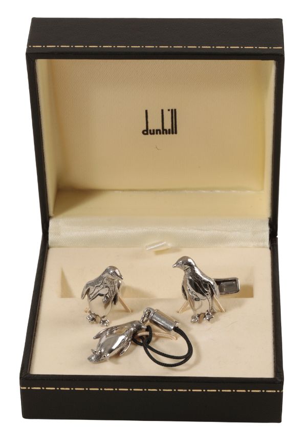 DUNHILL; A PAIR OF GENTLEMAN'S SILVER CUFFLINKS