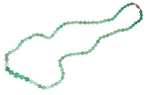 A JADEITE BEAD NECKLACE