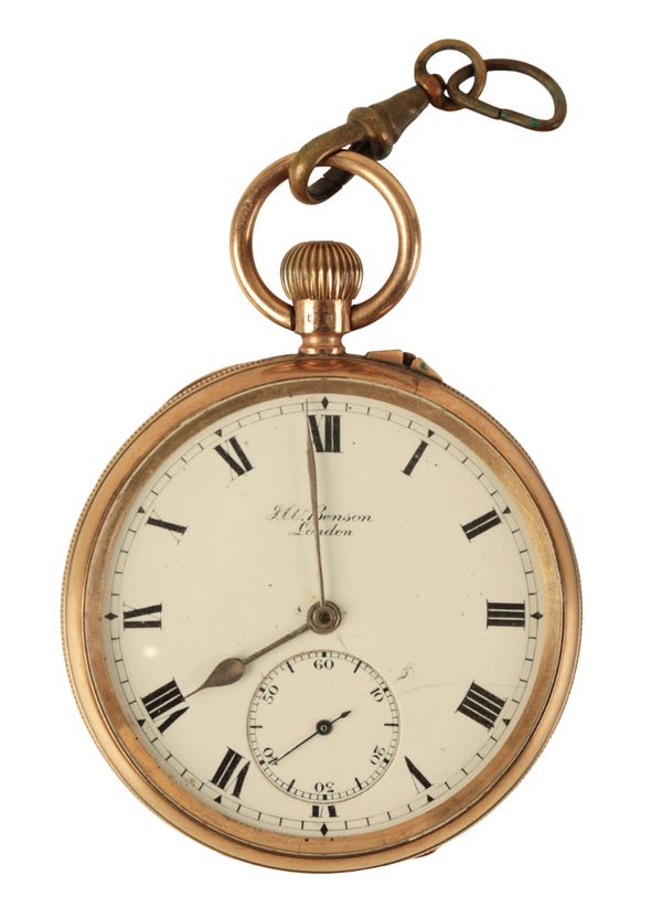 JW BENSON OF LONDON: A GENTLEMAN'S 9CT GOLD OPEN FACE POCKET WATCH