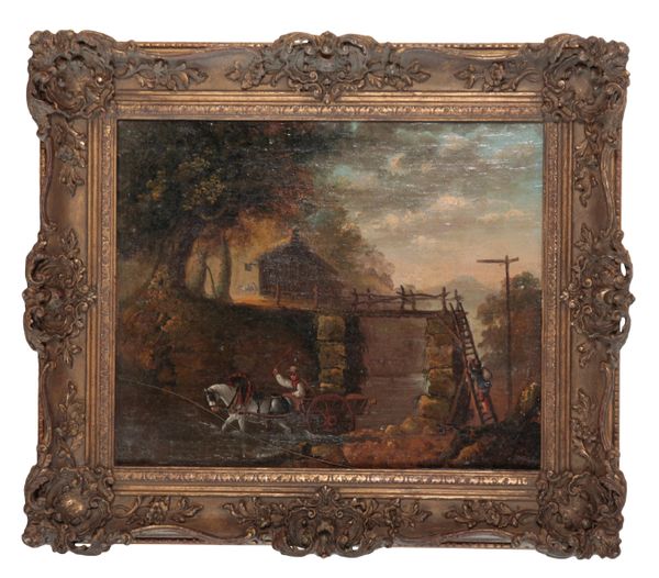 STYLE OF GEORGE MORLAND (1762 1804), COUNTRY BRIDGE SCENE