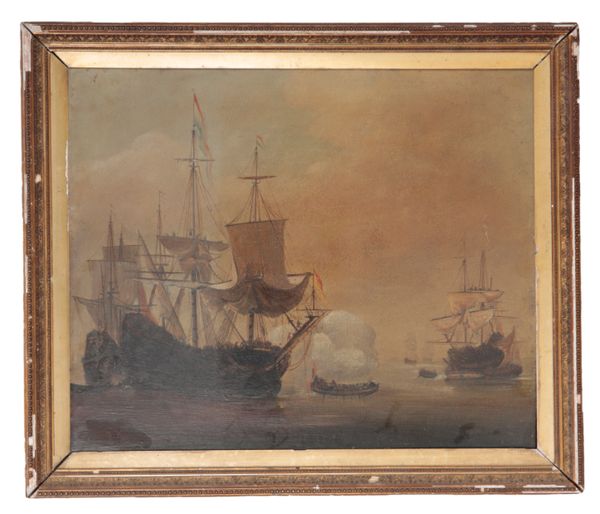 19TH CENTURY ENGLISH SCHOOL - A NAVAL BATTLE