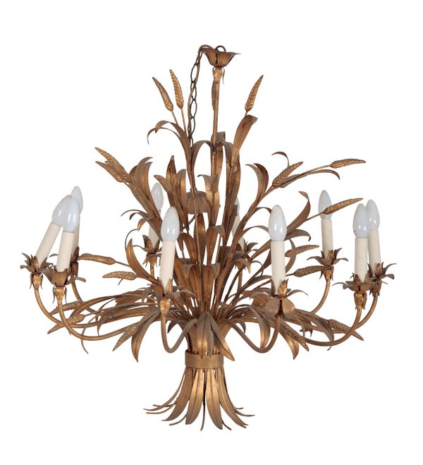 A GILT METAL WHEATSHEAF DESIGN ELECTROLIER