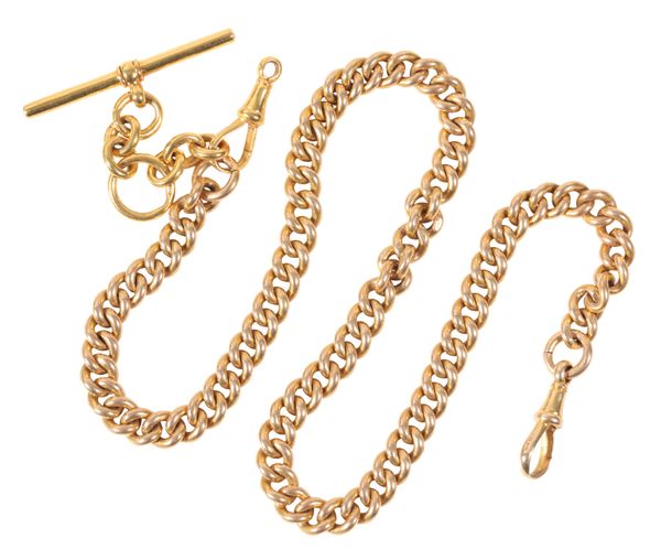 A 15CT GOLD CHAIN-LINK POCKET WATCH CHAIN