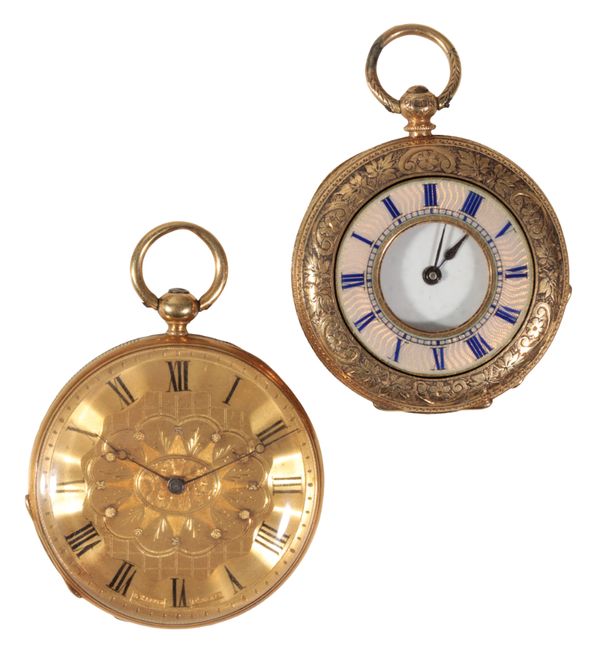 AN 18CT GOLD AND ENAMEL FOB WATCH