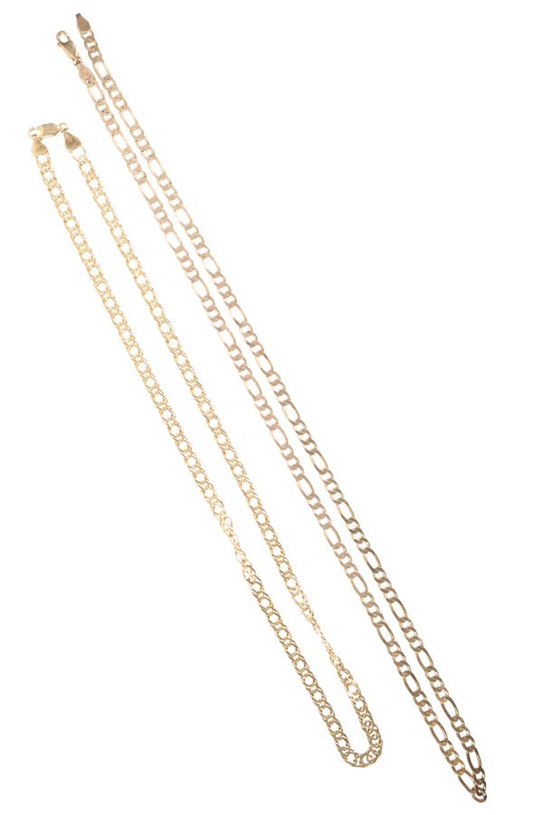 TWO FLAT LINK 9CT GOLD CHAINS