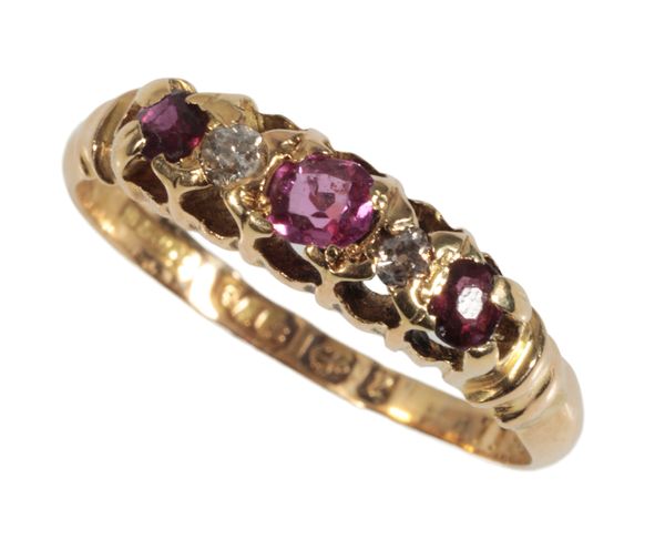 A VICTORIAN RUBY AND DIAMOND RING