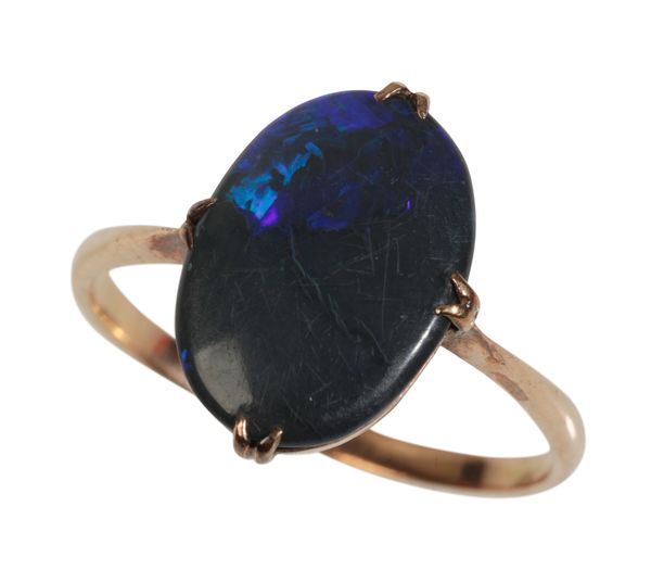 A DOUBLET BLACK OPAL DRESS RING