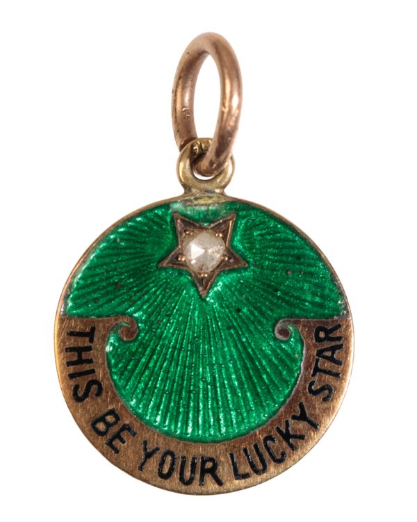 A GUILLOCHE ENAMEL AND DIAMOND PENDANT