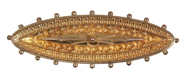 AN UNMARKED GOLD ETRUSCAN REVIVAL BROOCH