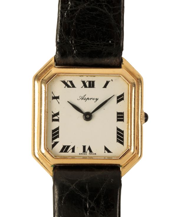 ASPREY: A LADY'S 18CT GOLD  WRISTWATCH