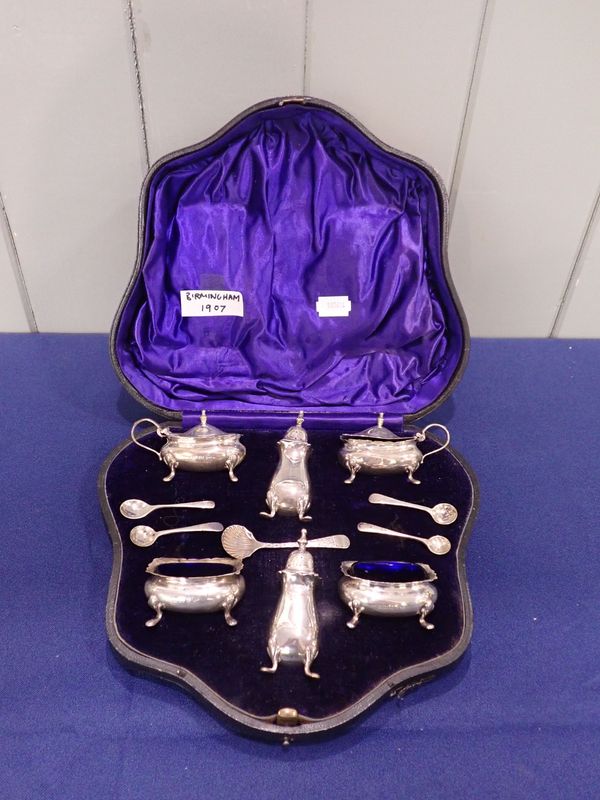 A BOXED SET OF PAIRED SILVER CRUETS