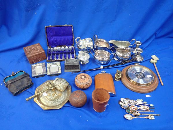 A QUANTITY OF SUNDRIES, INCLUDING SILVER PLATED ITEMS