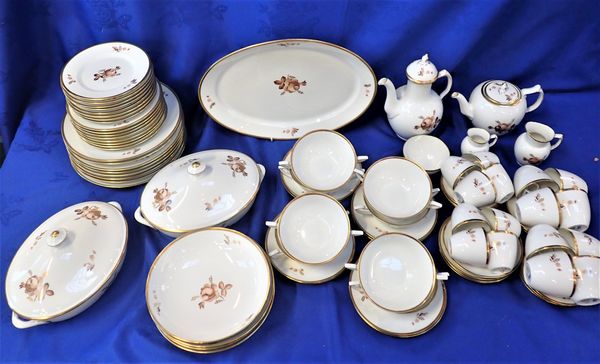 A ROYAL COPENHAGEN 'BROWN ROSE' EIGHT-SETTING DINNER SERVICE