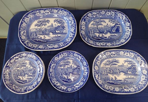 A COLLECTION OF 19th CENTURY BLUE AND WHITE 'NUNEHAM' WARES