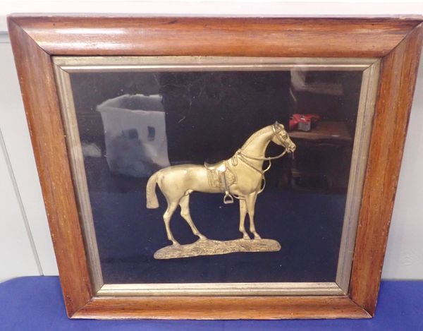 A BAS RELIEF GILDED METAL HORSE