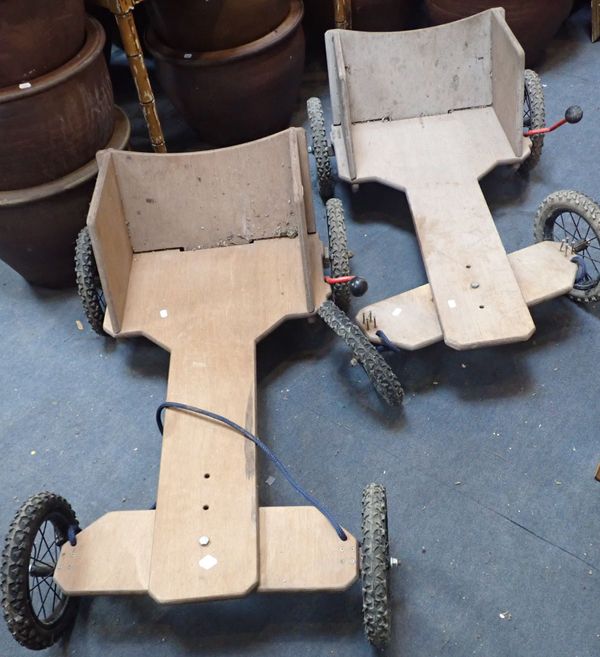 TWO 'SKIPPER 7' PLYWOOD GO CARTS