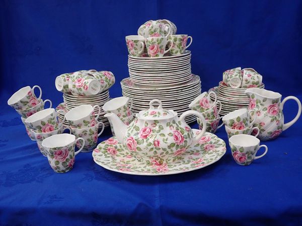 AN EXTENSIVE QUEEN'S CHINA  'COTTAGE ROSE' DINNER AND TEA SERVICE