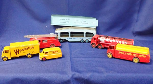 DINKY LOW LOADER, SHELL, WEETABIX, FIRE ENGINE