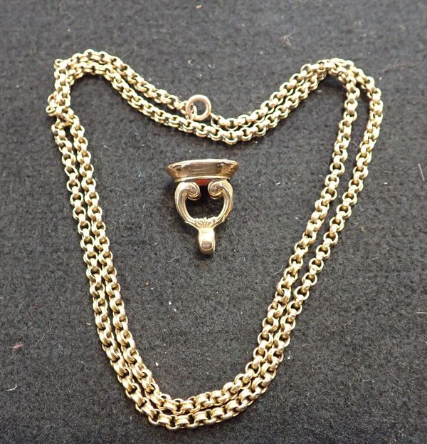 A 9CT GOLD FOB CHAIN