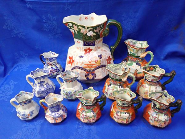 A COLLECTION OF MASONS IRONSTONE OCTAGONAL JUGS