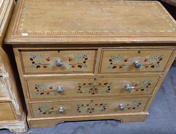 A VICTORIAN PAINTED CHEST OF DRAWERS