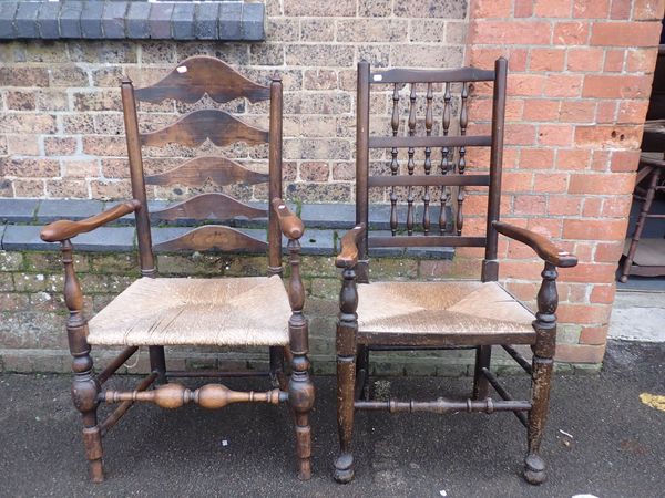 AN ASH LADDERBACK ARMCHAIR