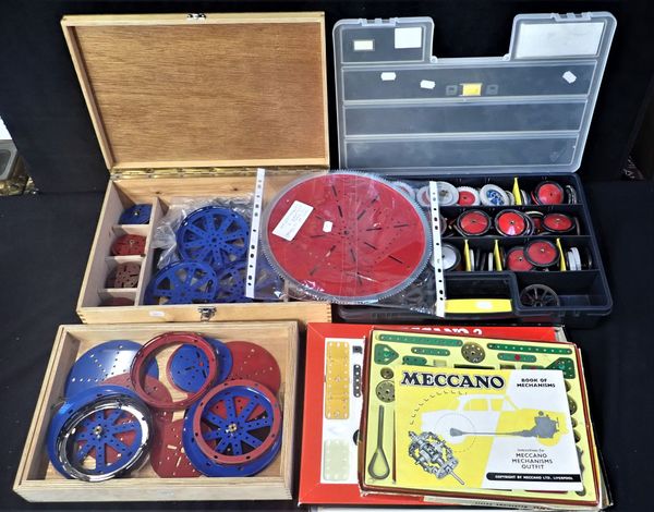 A COLLECTION OF MECCANO WHEELS