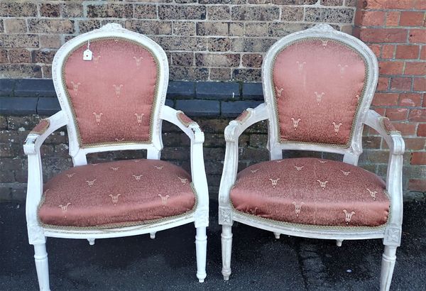 A PAIR OF LOUIS XV STYLE FAUTEUILS