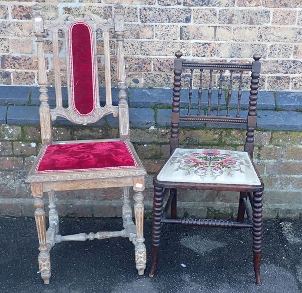 A VICTORIAN OCCASIONAL CHAIR WITH BOBBIN TURNING